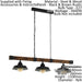 Hanging Ceiling Pendant Light Black & Rustic Wood 3 Bulb Kitchen Island Dining Loops