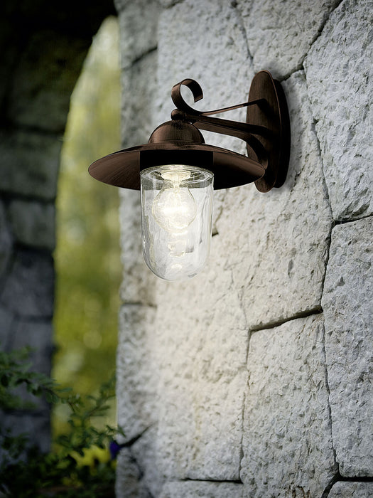 IP44 Outdoor Wall Light Antique Brown Steel Fisherman Lamp 1 x 60W E27 Bulb Loops