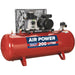 200 Litre Belt Drive Air Compressor - Cast Cylinders - 3hp Motor - Single Phase Loops