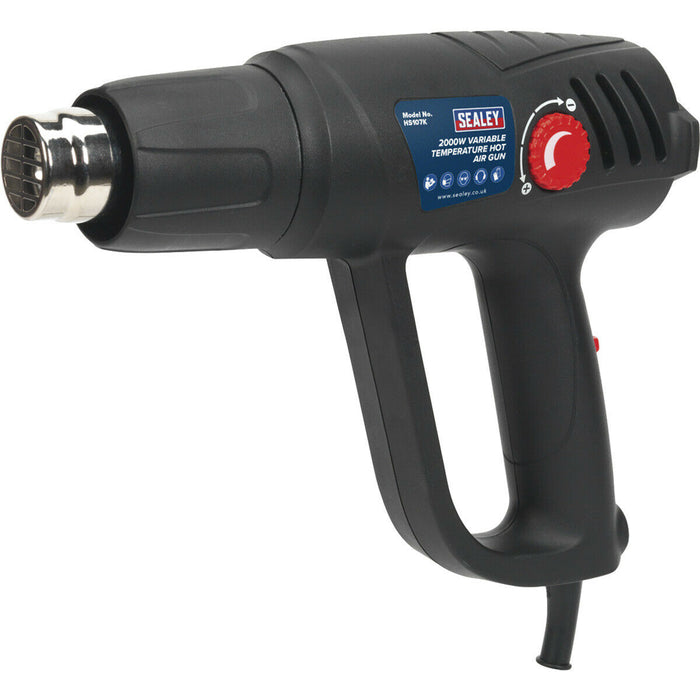 2000W Hot Air Gun Kit - Variable Temperature - Four Nozzles & Scraper - Case Loops