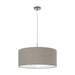 Pendant Light Colour Satin Nickel Steel Shade Taupe Fabric Bulb E27 1x60W Loops