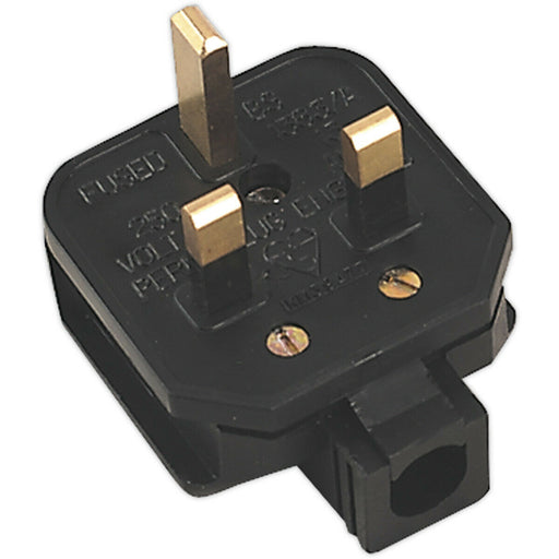 Black Heavy Duty 13A Plug - 3 Pin UK Plug - Suitable for Garage & Workshop Use Loops