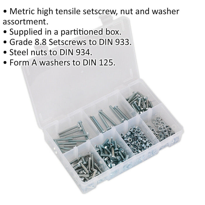 444 Piece Setscrew Nut & Washer Assortment - High Tensile Steel - M5 Metric Loops