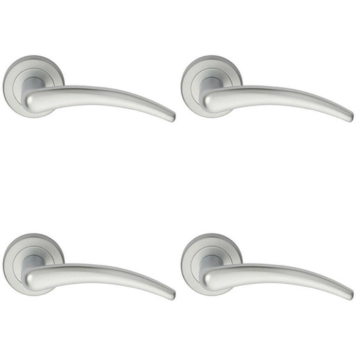 4x PAIR Arched Tapered Bar Handle on Round Rose Concealed Fix Satin Chrome Loops