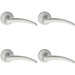 4x PAIR Arched Tapered Bar Handle on Round Rose Concealed Fix Satin Chrome Loops