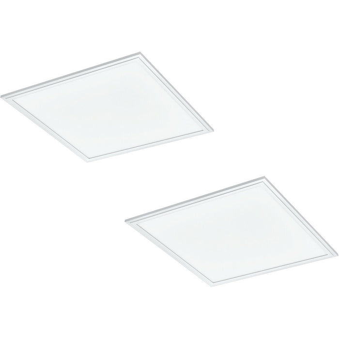 2 PACK Wall / Ceiling Light White 450mm Slim Square Panel 21W LED 4000K Loops