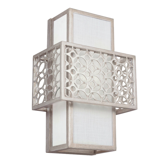 Wall Light Geometric Stamped Out Frame White Shade Sunrise Silver LED E27 60W Loops