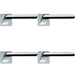4x PAIR Modern Angled Handle on Square Rose Concealed Fix Polished Chrome Loops