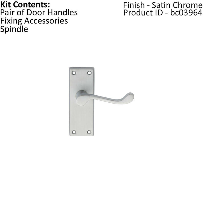 PAIR Victorian Scroll Lever on Short Latch Backplate 118 x 43mm Satin Chrome Loops