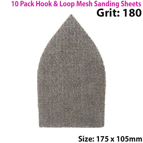 10x 175mm 180 Grit Silicon Carbide Mesh Detail Triangle Sanding Sheets Hook Loop Loops