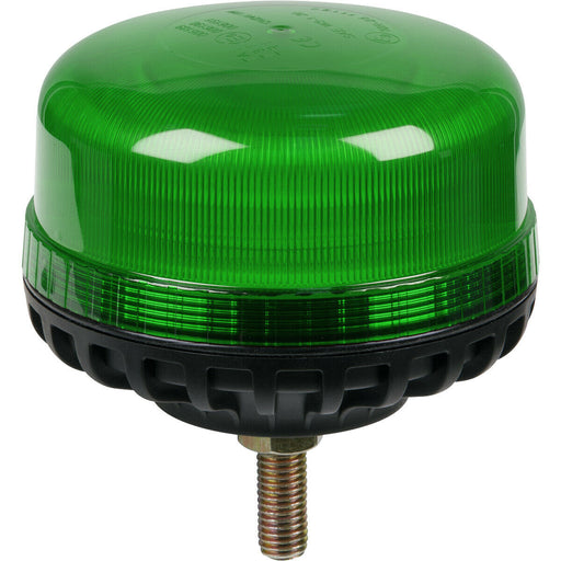 12V / 24V Fixed LED Rotating Green Beacon Light - 12mm Threaded Fixing Bolt Loops