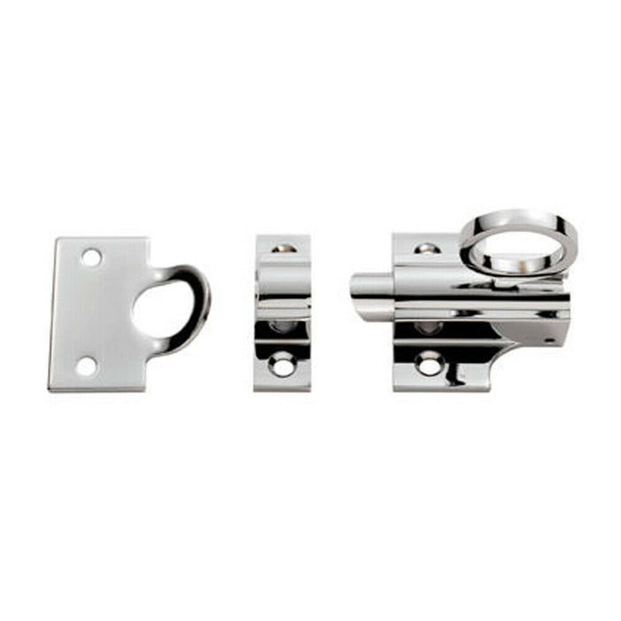 Sprung Fanlight Window Catch 33mm Fixing Centres Polished Chrome Loft Window Loops