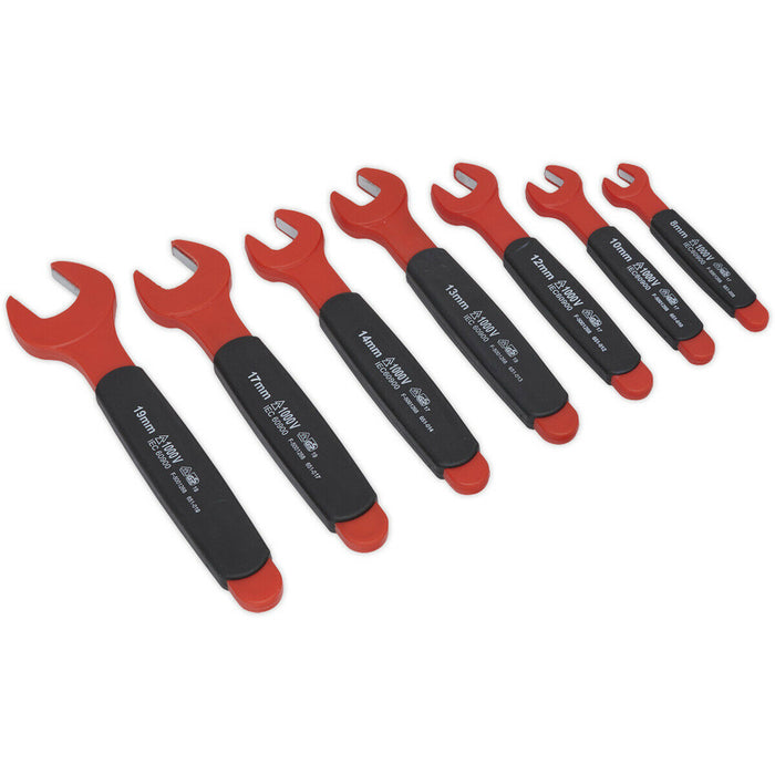 7pc Insulated VDE Open Ended Spanner Set - 1000V Electricians Shock Proof Wrench Loops