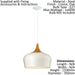 Pendant Ceiling Light Colour Cream & Oak Coloured Steel Bulb E27 1x60W Loops