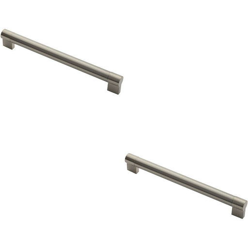 2x Keyhole Bar Pull Handle 280 x 22mm 256mm Fixing Centres Satin Nickel & Steel Loops