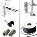TV Aerial Install Mounting Kit Coaxial Coax Cable 6ft Mast Pole Bracket Clips Loops