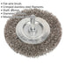 75mm Flat Wire Brush - Stainless Steel Filaments - 6mm Shaft - Up to 4500 rpm Loops