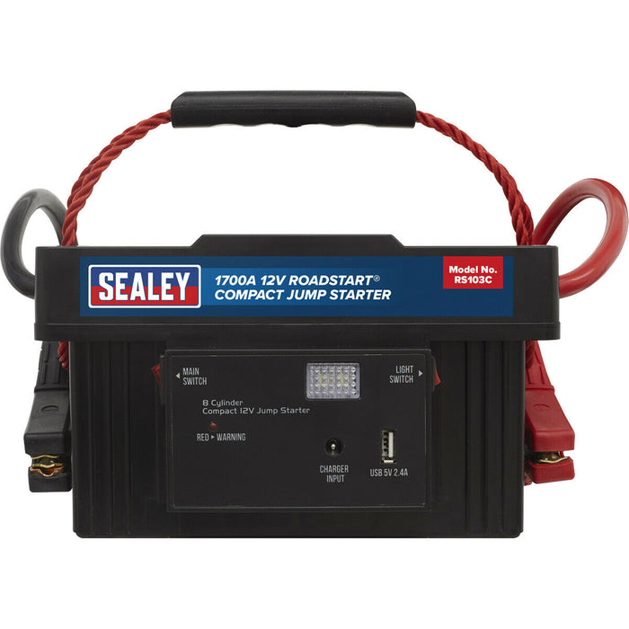 1700A Compact Emergency Jump Starter - High Output Sealed AGM Battery - 12V Loops