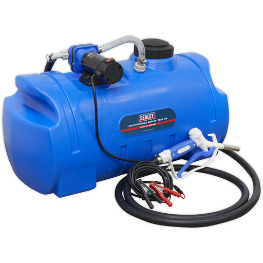 100L Portable AdBlue Tank - 12V Electric Pump - Automatic Fuel Nozzle - HDPE Loops