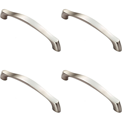 4x Chunky Arched Grip Pull Handle 194 x 17mm 160mm Fixing Centres Satin Nickel Loops