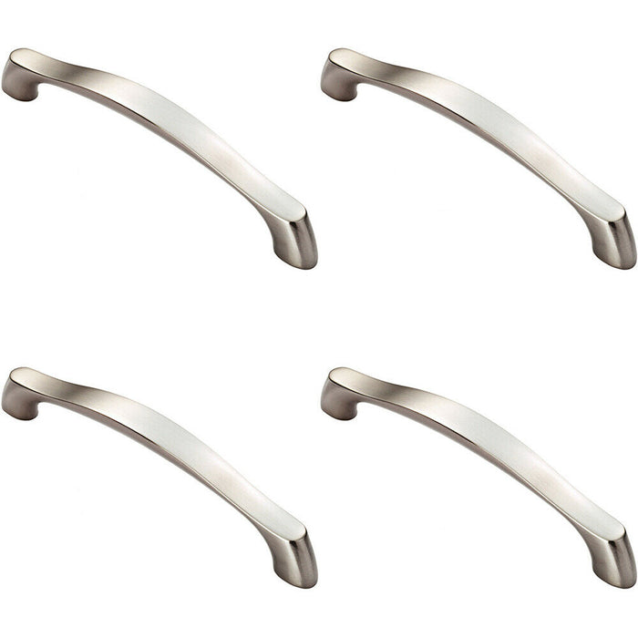 4x Chunky Arched Grip Pull Handle 194 x 17mm 160mm Fixing Centres Satin Nickel Loops
