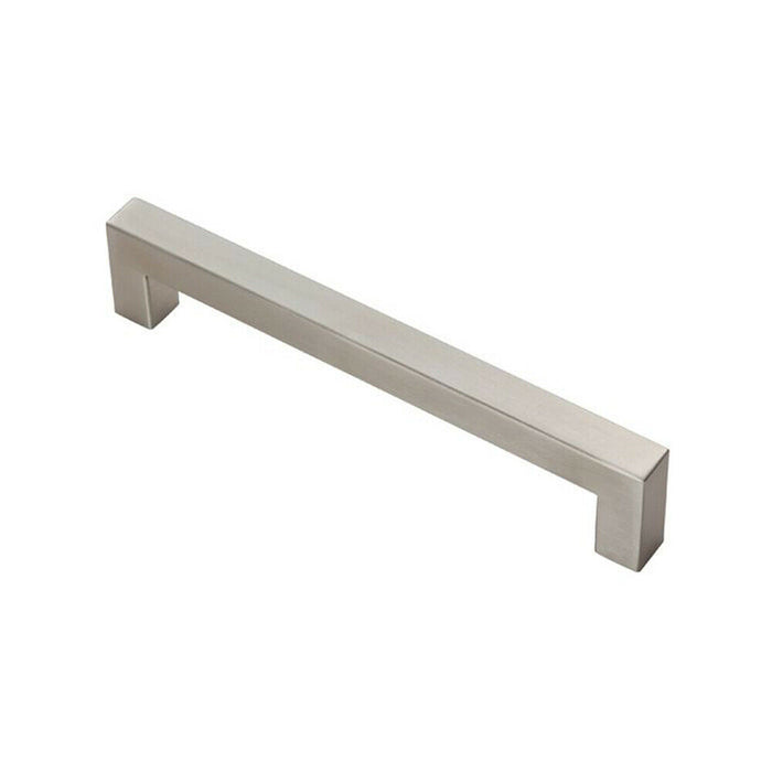 Square Linear Block Pull Handle 174 x 14mm 160mm Fixing Centres Satin Steel Loops