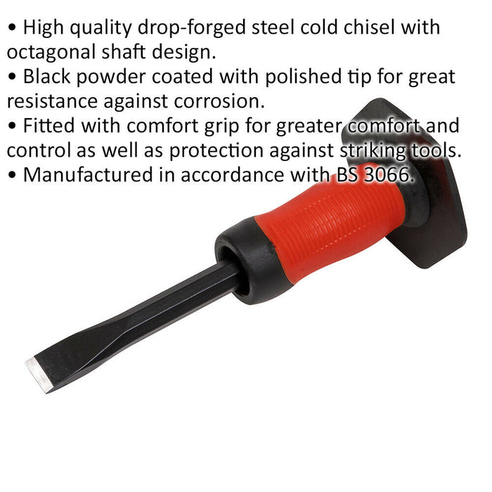 Drop Forged Steel Cold Chisel with Safety Grip - 19mm x 250mm - Octagonal Shaft Loops
