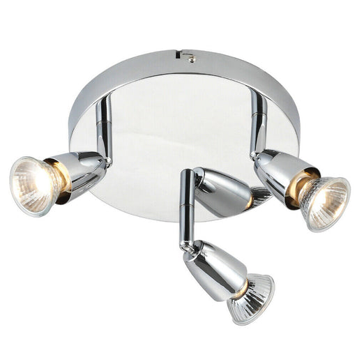 LED Adjustable Ceiling Spotlight Chrome Plate Triple GU10 Dimmable Downlight Loops