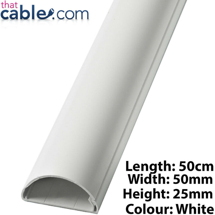 50cm 50mm x 25mm White Scart / Data Cable Trunking Conduit Cover AV TV Wall Loops