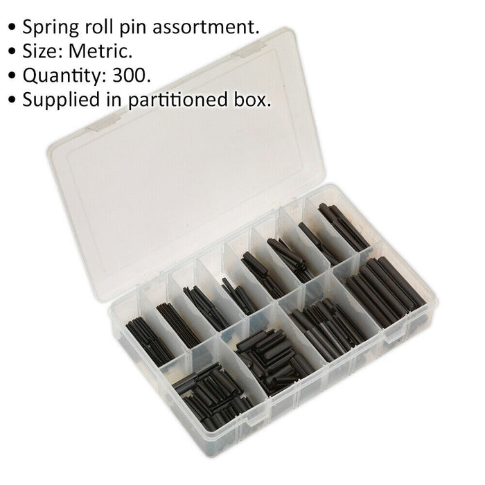 300 PACK - Assorted Size Slotted Spring Pins - Black Metric Roll Pin Set - Case Loops