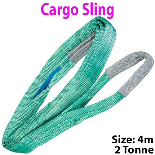 4m 2 Tonne (2000KG) Flat Webbing Strong Cargo Sling Lifting Crane Hoist Strap Loops