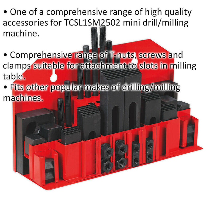 42 Piece Clamping Kit - Suitable for ys08796 Mini Drilling & Milling Machine Loops