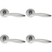 4x PAIR Smooth Ergonomic Handle on Round Rose Concealed Fix Satin Chrome Loops