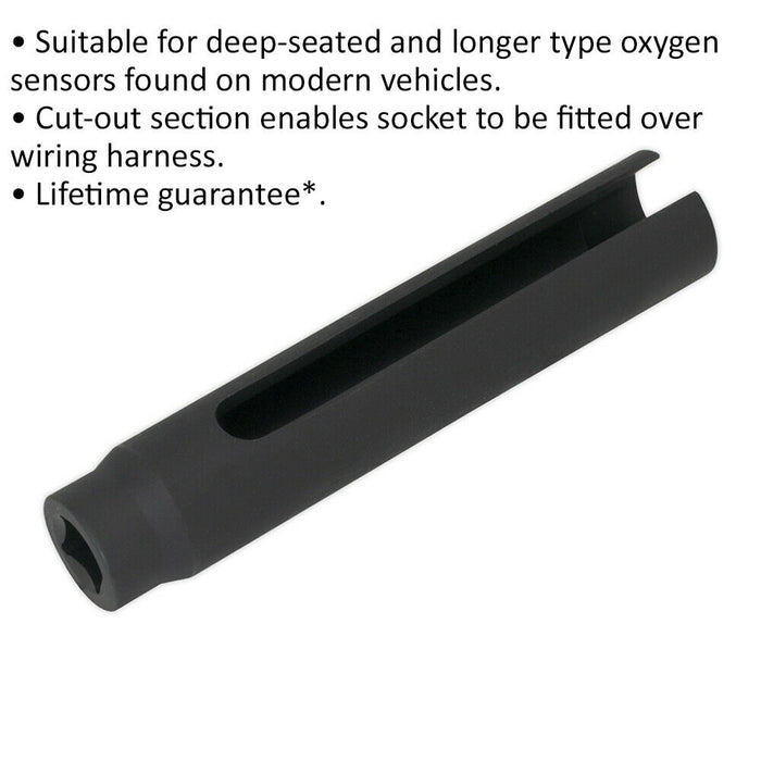 22mm Extra-Long Oxygen Sensor Socket - 1/2" Sq Drive - Cut-Out - 150mm Length Loops