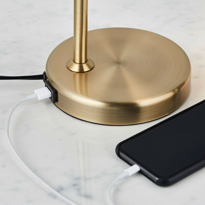 Adjustable Neck Desk Lamp Antique Brass Industrial Metal Shade Table Work Light Loops