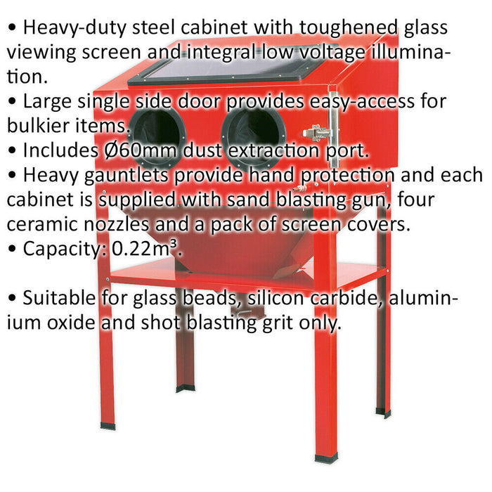 Shot Blast Cabinet & Gun Kit 890 x 570 x 1380mm FLOOR STANDING Bodywork Surface Loops