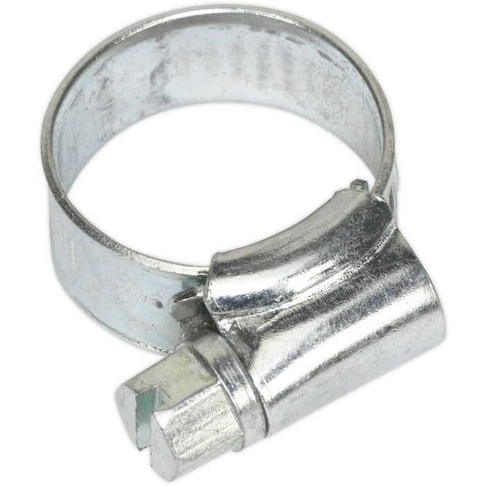 30 PACK Zinc Plated Hose Clip - 13 to 19mm Diameter - External Pressed Threads Loops