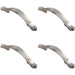 4x Stepped Edge Cupboard Bow Pull Handle 76mm Fixing Centres Satin Nickel Loops