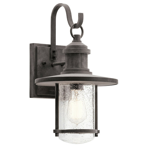 Outdoor IP44 1 Bulb Wall Light Lantern Weathered Zinc LED E27 100W d01773 Loops