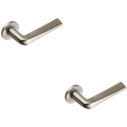 2x PAIR Chunky Flat Tapered Bar Handle on Round Rose Concealed Fix Satin Steel Loops