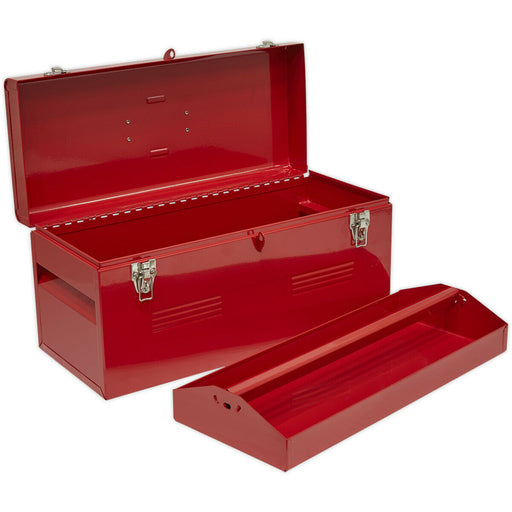 510 x 220 x 240mm Tool Box & Tote Tray - Heavy Duty Steel Portable Storage Case Loops