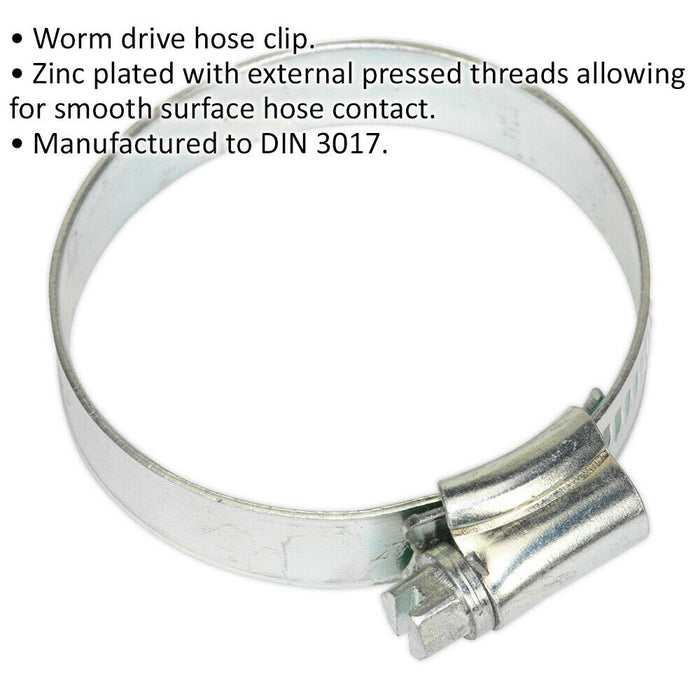 30 PACK Zinc Plated Hose Clip - 38 to 57mm Diameter - External Pressed Threads Loops