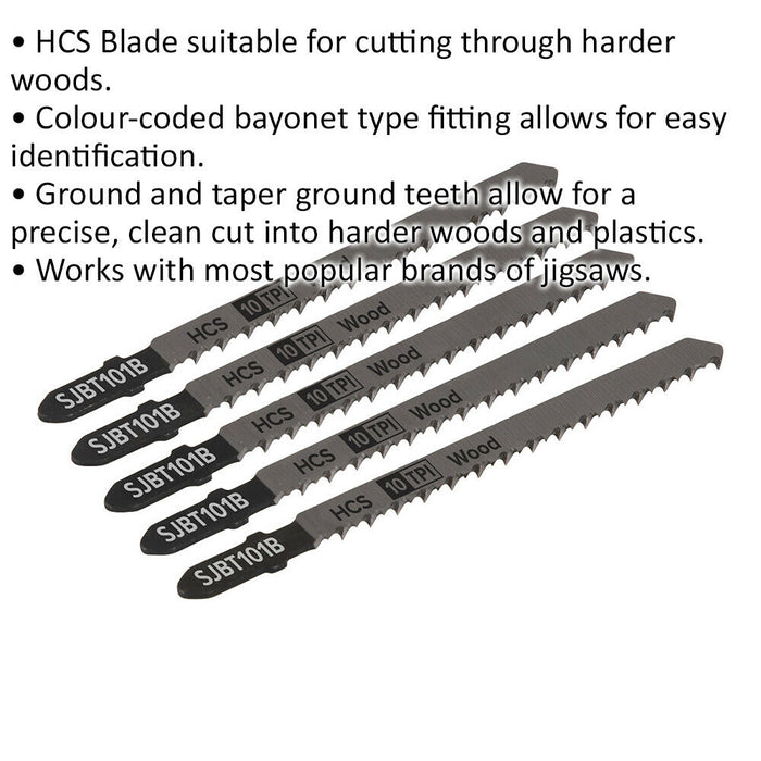 5 PACK - 100mm HARDWOOD Jigsaw Blade Set - 10 TPI - Ground Taper Precision Cut Loops