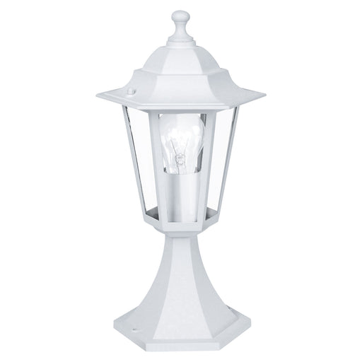 IP44 Outdoor Pedestal Light White Aluminium Lantern 1x 60W E27 Bulb Porch Lamp Loops