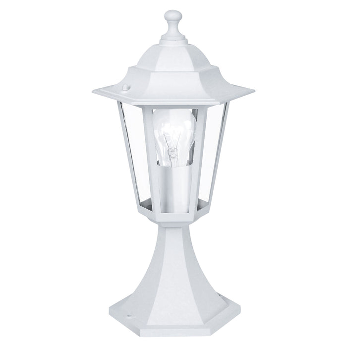 IP44 Outdoor Pedestal Light White Aluminium Lantern 1x 60W E27 Bulb Porch Lamp Loops