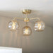 Semi Flush Ceiling Light - Satin Brass & Champagne Lustre Glass - 3 x 25W E14 Loops