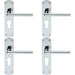 4x Rounded Straight Bar Lever on Euro Lock Backplate 170 x 42mm Polished Chrome Loops