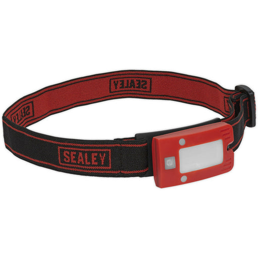 Red Rechargeable Head Torch - Adjustable Band - Automatic Sensor - 2W COB LED Loops