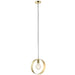 Hanging Ceiling Pendant Light Brushed Brass Hoop Shade Industrial Chic Lamp Loops