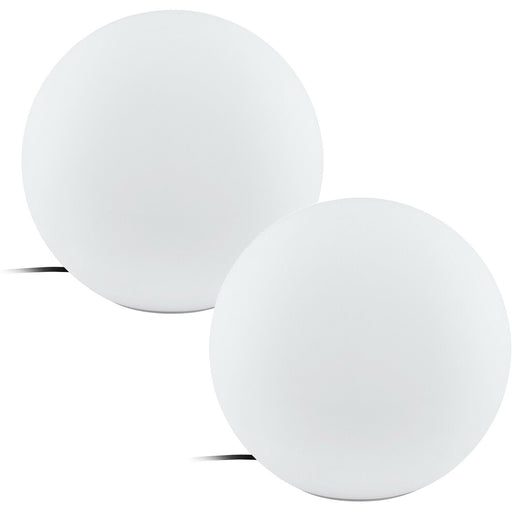 2 PACK IP65 Outdoor Garden Ball Light White Plastic 1x 40W E27 390mm Globe Loops